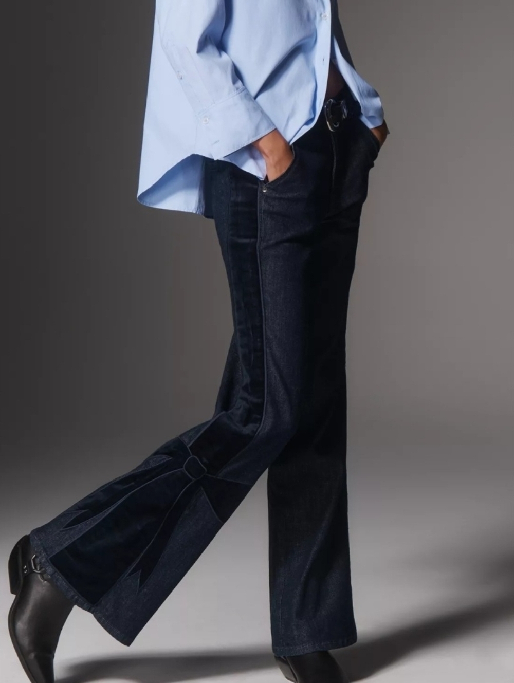 Maeve Velvet Bow Flare Jeans 28P